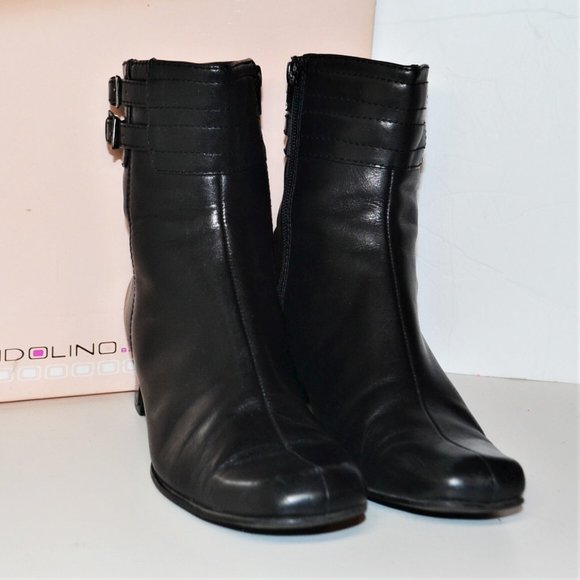 Bandolino Bostela Black Leather Ankle Boot Sz 8 - Picture 1 of 8